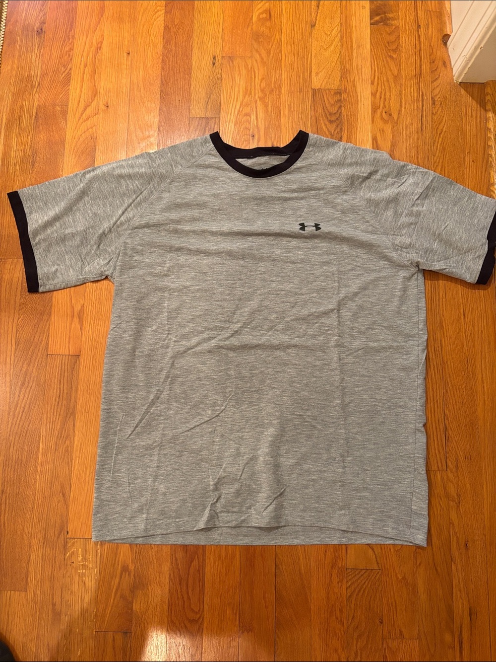 Under Armour Retro Heat Gear Gray Short-Sleeve Ringer Tee with Black Accents